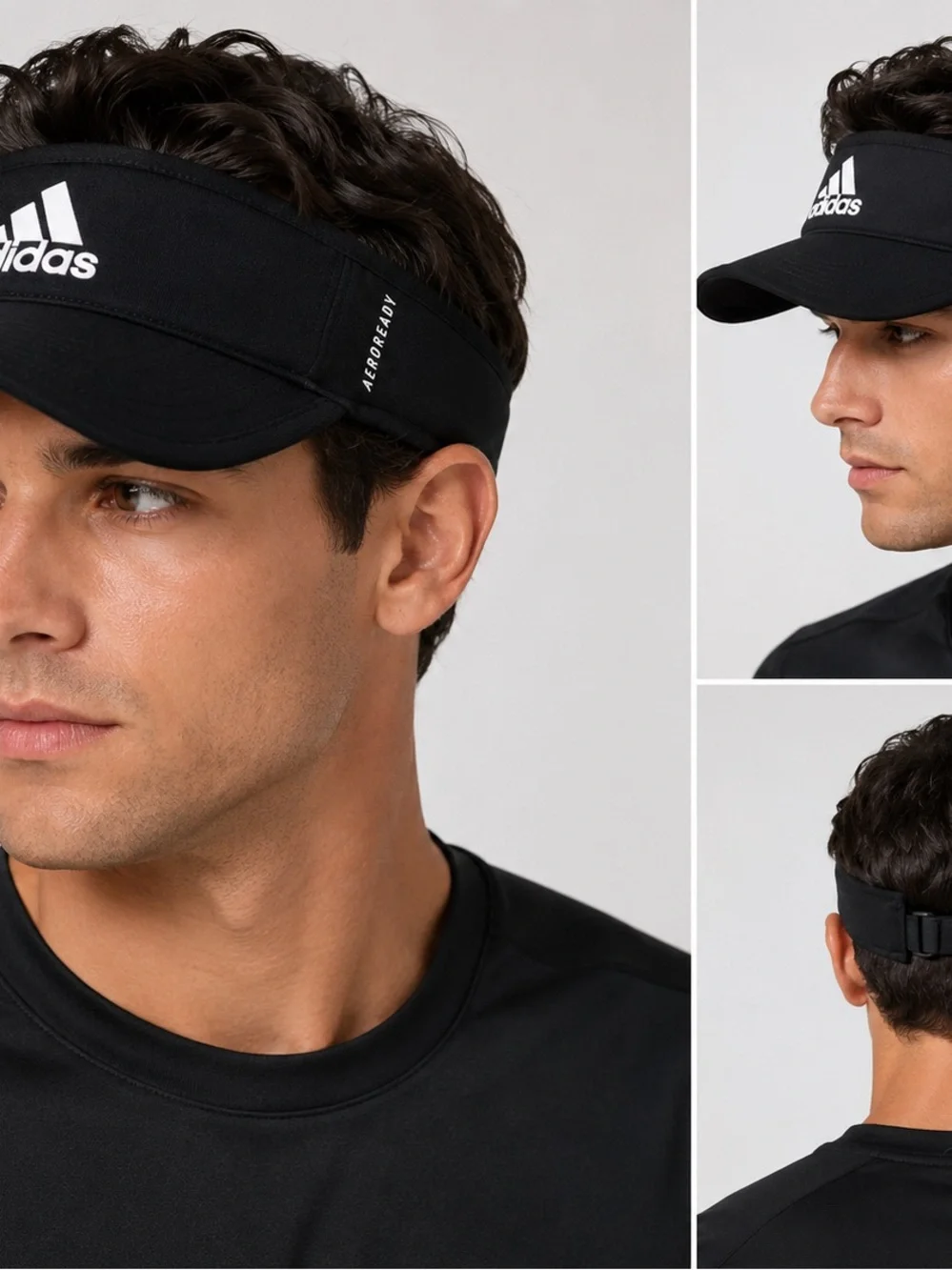 Adidas black visor Adjustable running Golf Tennis sports cap